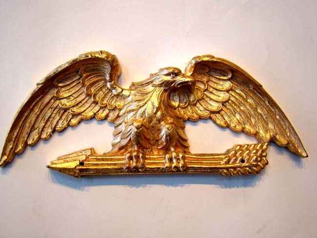 An attractive vintage gilt plaster American eagle plaque